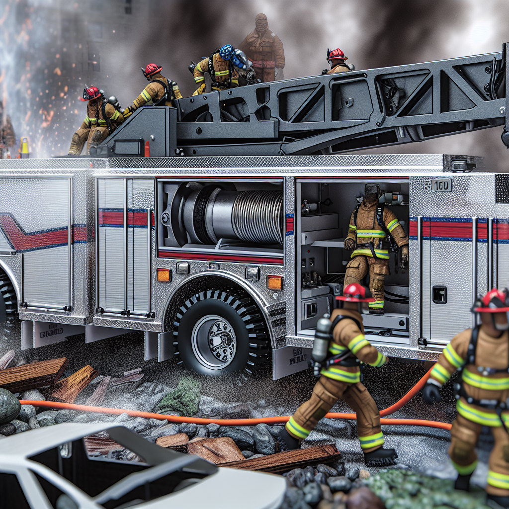 Heavy-duty rescue apparatus in action, showcasing its walk-in compartment design and operational features during an emergency scenario.