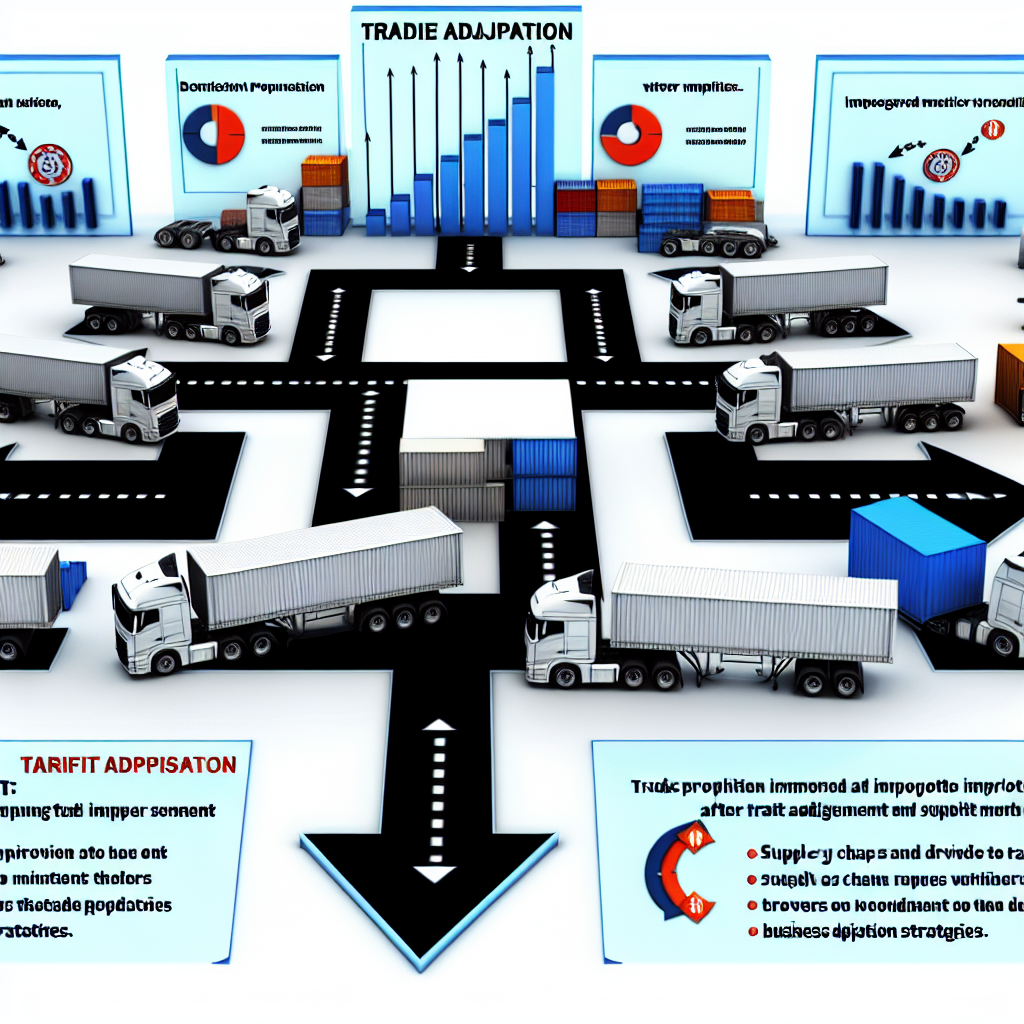 A visual illustration showing logistics flow of fleet management and adaptation strategies post-tariff imposition.