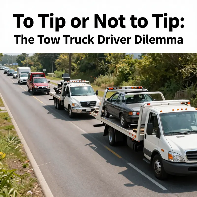 A busy roadside filled with tow trucks helping stranded vehicles, depicting the role of tow truck drivers in the community.