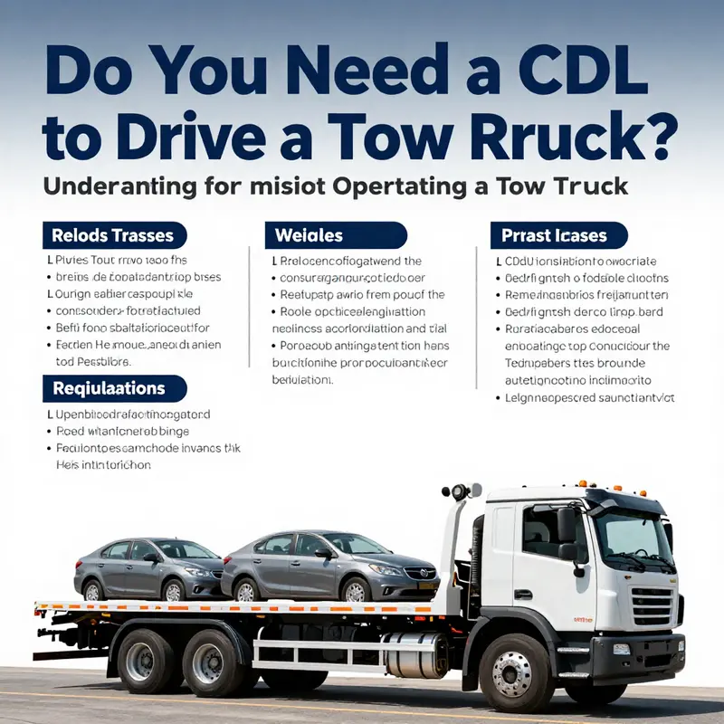 An infographic detailing the CDL requirements specific to tow trucks and related vehicles.