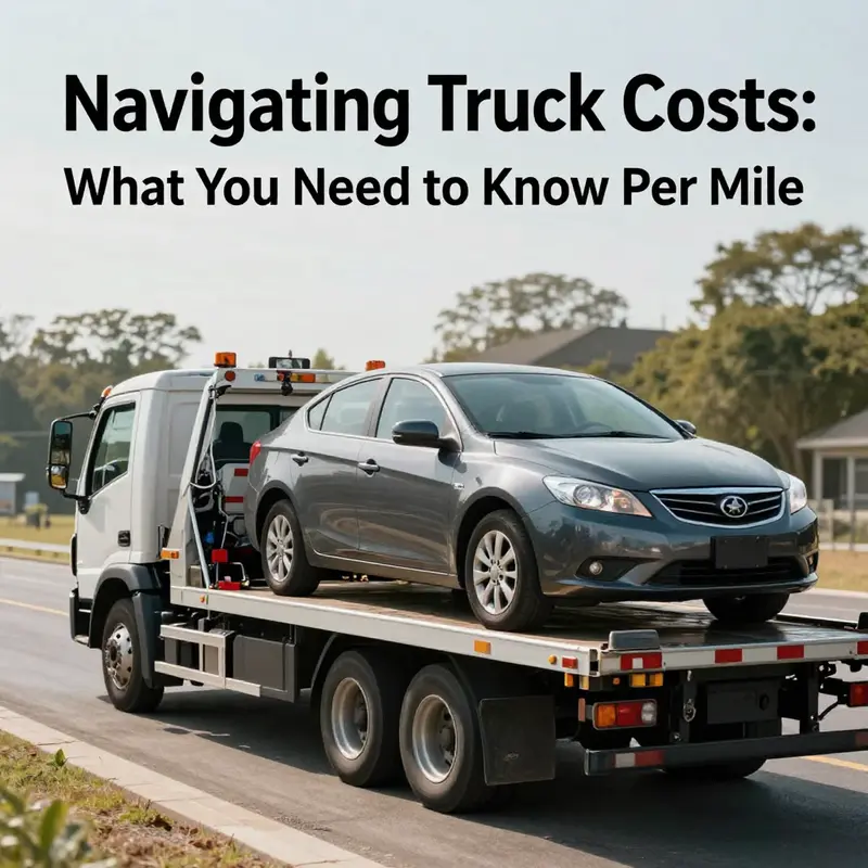 A detailed infographic illustrating tow truck pricing, highlighting base fees and per-mile costs.