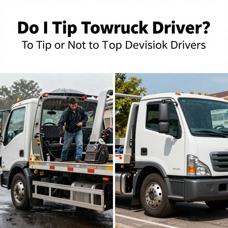 A tow truck driver offers assistance, highlighting the professional service that may or may not warrant a tip.