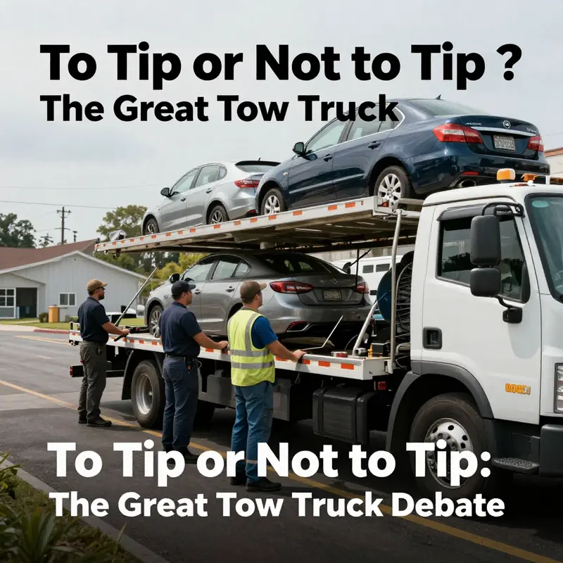 A friendly interaction between a tow truck driver and a vehicle owner highlights the considerations surrounding tipping norms.