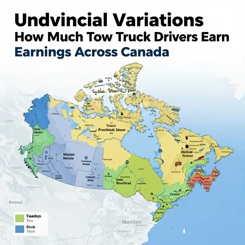 A detailed map showing the provincial variations in tow truck driver earnings across Canada.