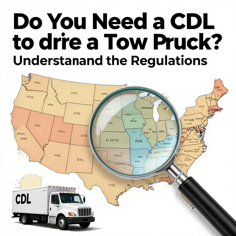 An infographic detailing the CDL requirements specific to tow trucks and related vehicles.