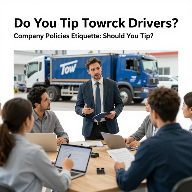 A tow truck driver provides assistance, highlighting the importance of etiquette in gratitude.