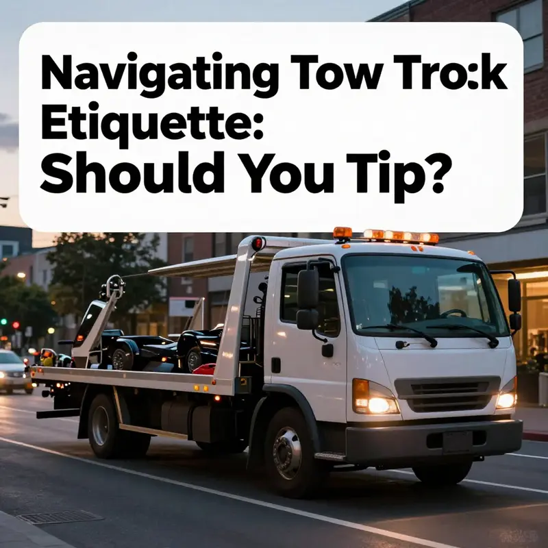 A reflective image of a tow truck on a street at night, representing the importance of reliable towing services.