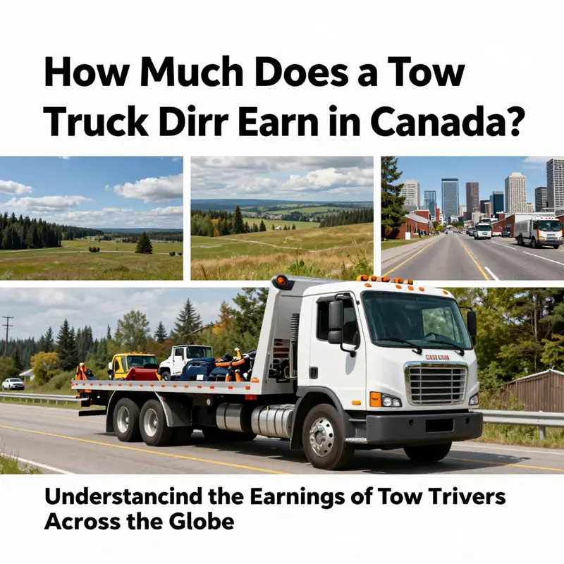 A tow truck operates across Canada’s varying terrains, symbolizing the diverse earnings landscape for drivers.