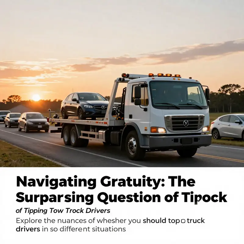 A scenic view of a tow truck offering roadside assistance with a sunset backdrop.