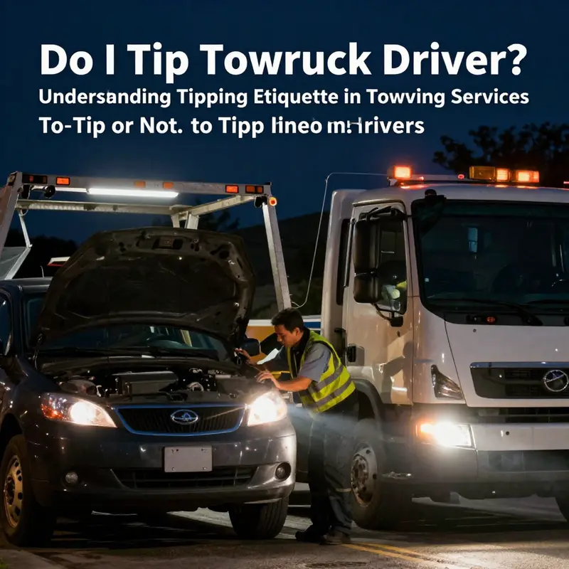 A tow truck driver offers assistance, highlighting the professional service that may or may not warrant a tip.