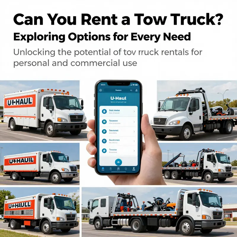 An overview showing different types of tow trucks used for various rental purposes.