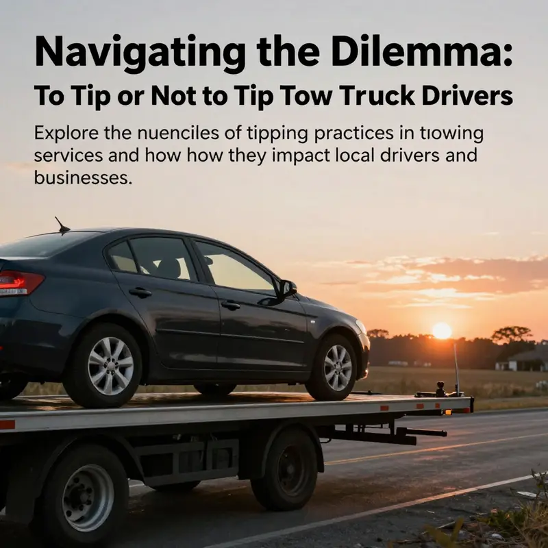 A car being towed with a vibrant sunset backdrop, capturing the essence of the moment and the tipping decision.