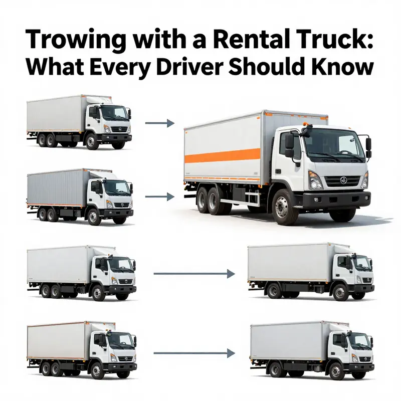 A rental truck with a trailer hitch parked ready for towing operations.