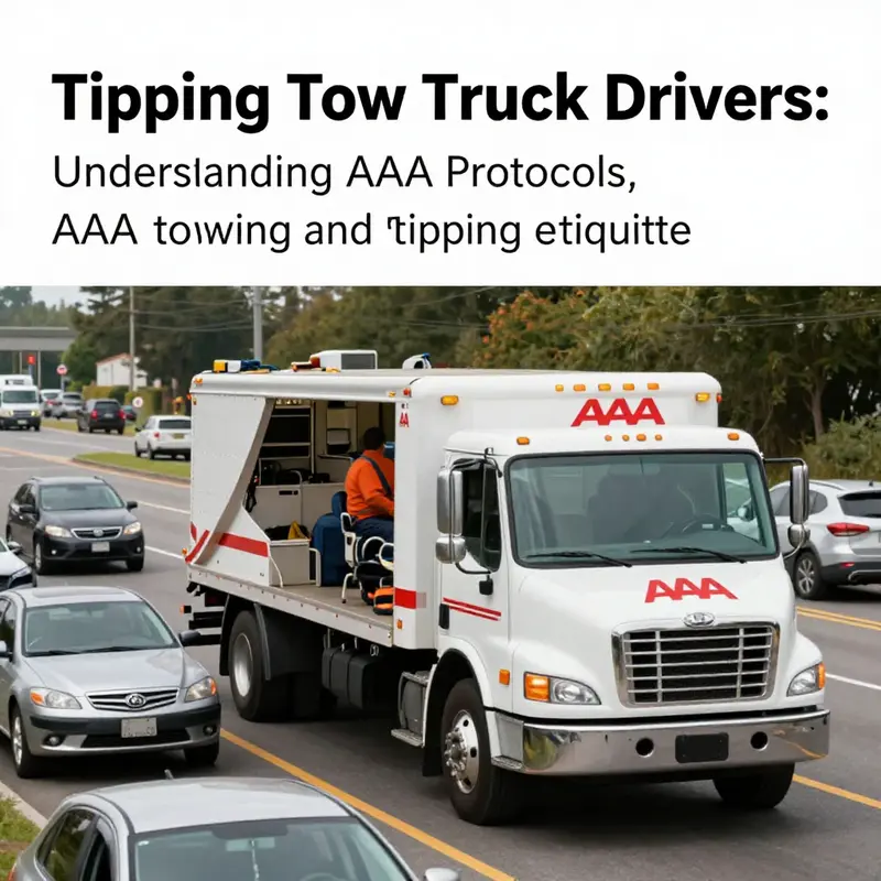 A bustling roadside scene featuring an AAA tow truck aiding vehicles with the AAA logo visible.