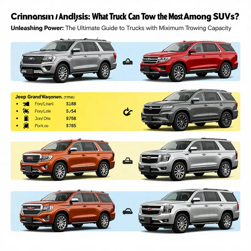 A lineup of top trucks showcasing their towing capability in a rugged outdoor setting.