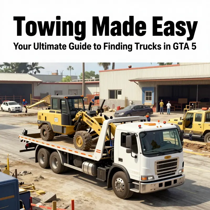 Tow trucks lined up near the LSPD Police Station, a reliable location for quick access in emergencies.