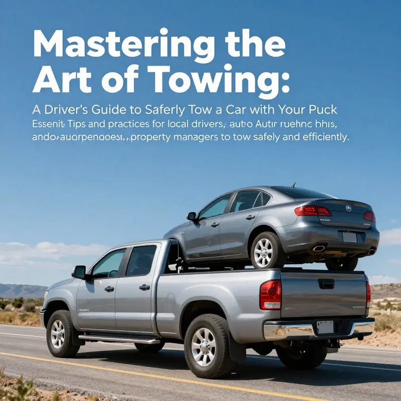 A powerful pickup truck elegantly towing a car on a sunny day along a beautiful road.