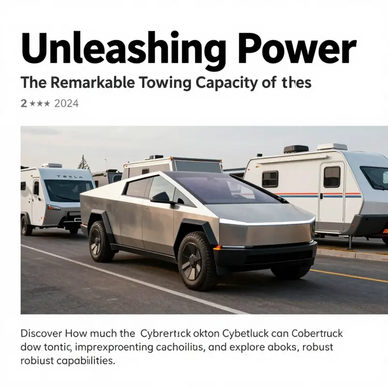 Tesla Cybertruck on the road with various trailers and vehicles, highlighting its towing prowess.