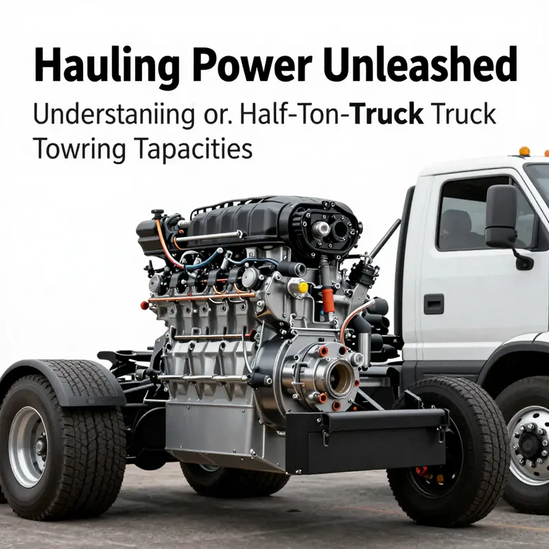A half-ton truck successfully towing a substantial load, illustrating its towing capacity in action.