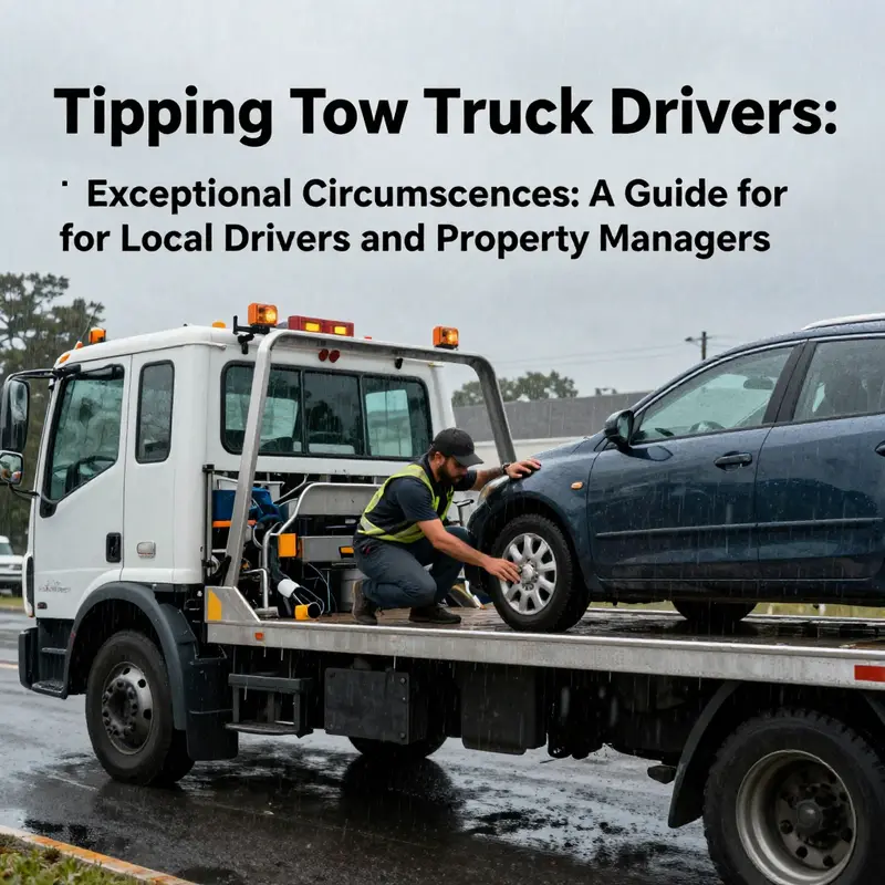General guidelines for tipping tow truck drivers based on service scenarios.