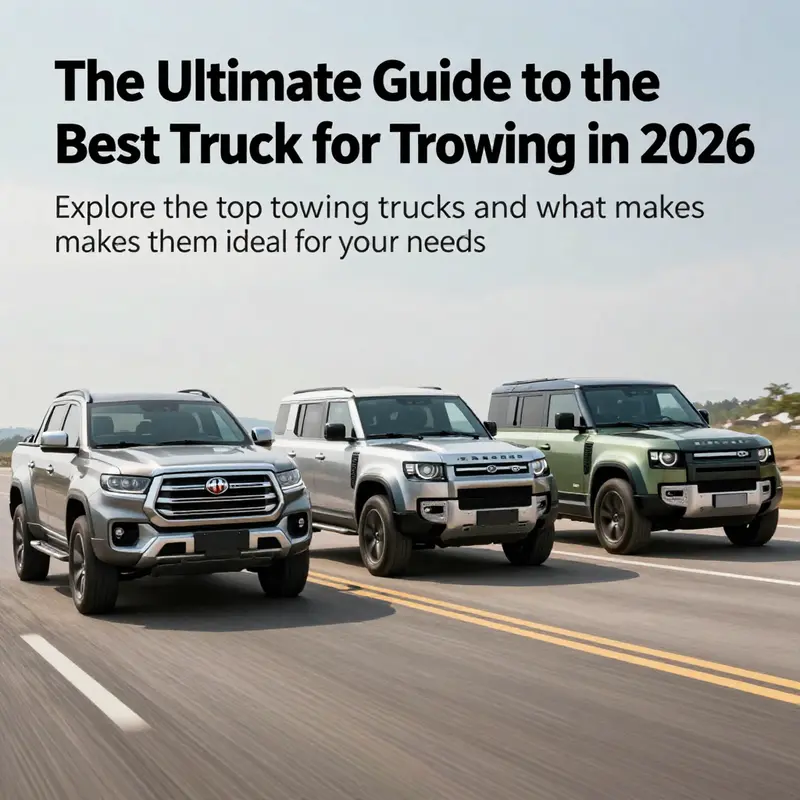 A collage of GWM Cannon, Jiangling Yuhu 9, and Land Rover Defender in action, emphasizing their towing capabilities.