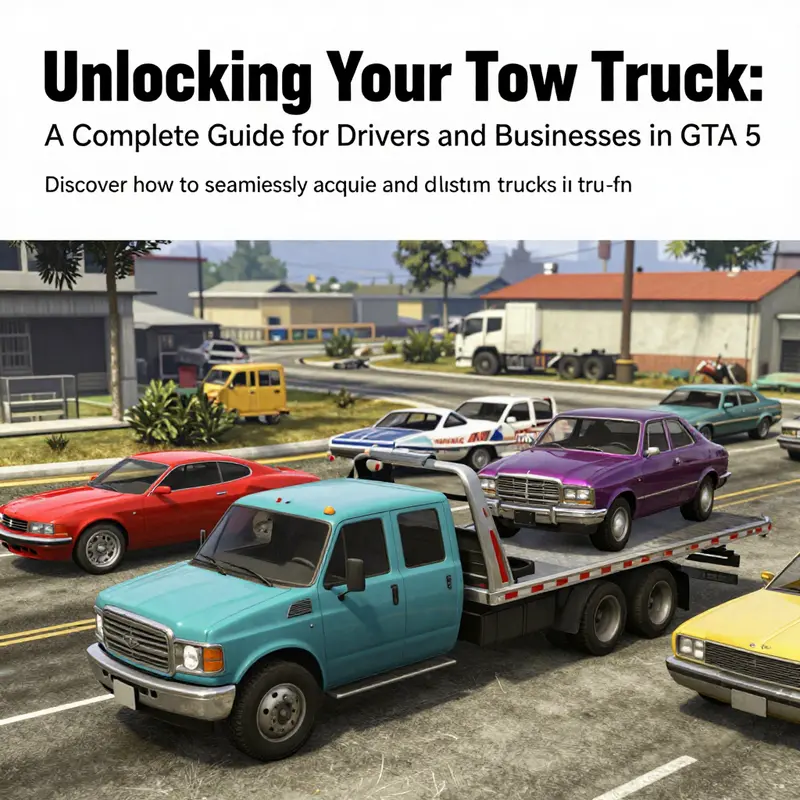 A vibrant GTA 5 landscape depicting different tow trucks in action across urban settings.