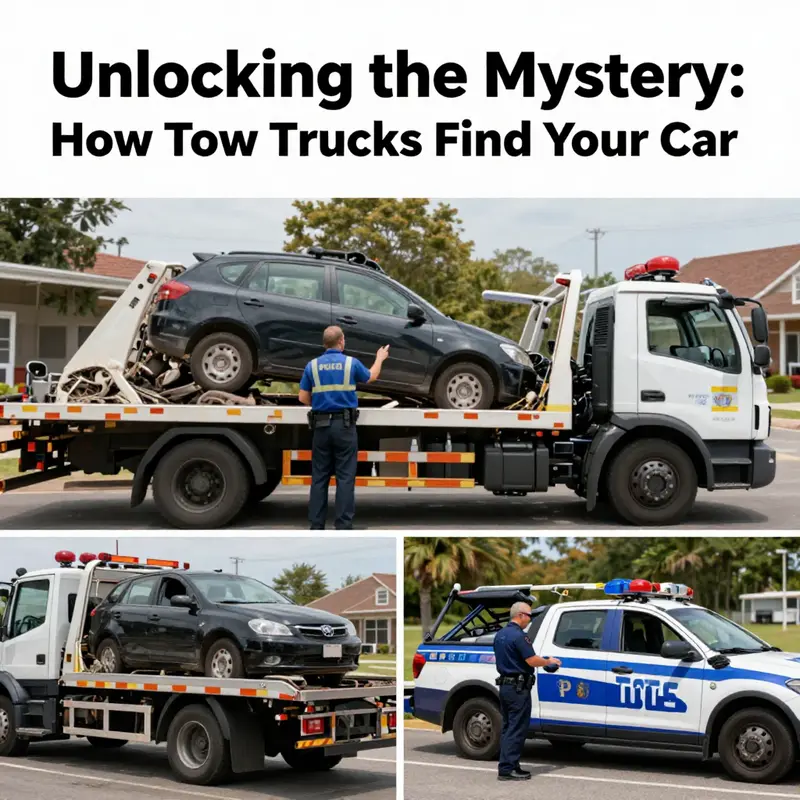 A montage image showing tow truck operations, including breakdown assistance and police dispatch, representing the article's main theme.