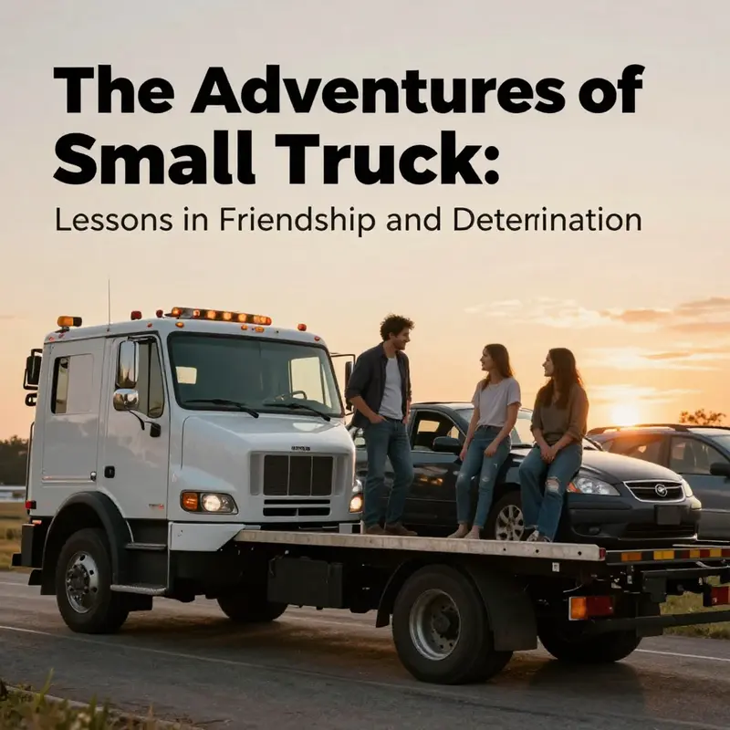 The small tow truck embarks on an imaginative journey through a vibrant landscape.