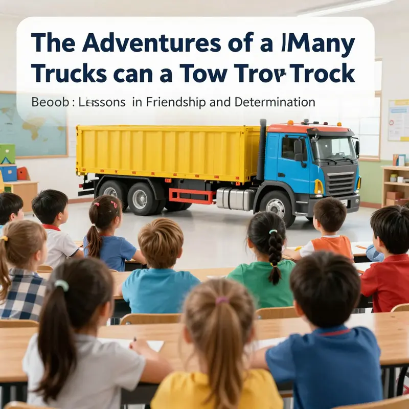 The small tow truck embarks on an imaginative journey through a vibrant landscape.