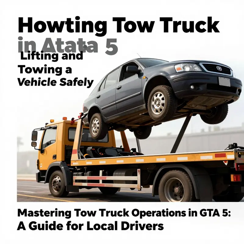 A player character prepares to enter a tow truck in a bustling GTA 5 salvage yard.