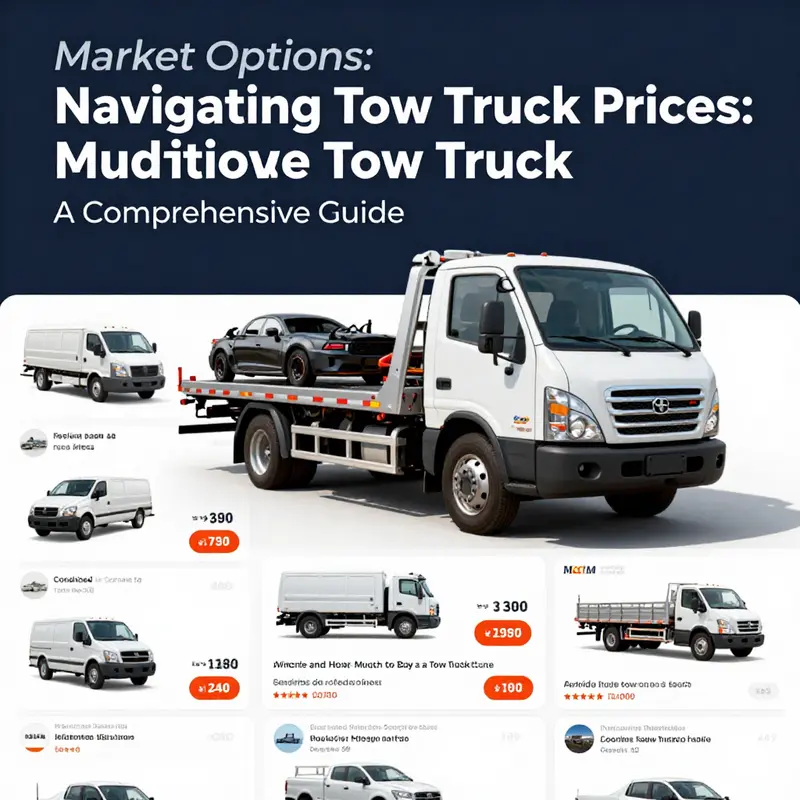 A diverse selection of tow trucks illustrating the price range for potential buyers.