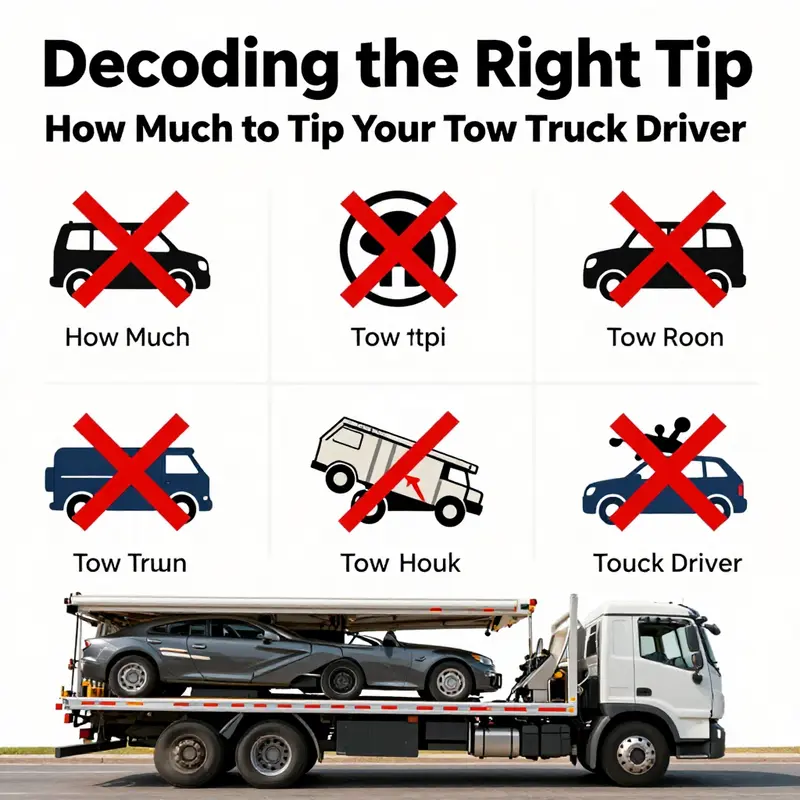 A tow truck driver assisting a driver, emphasizing the friendly norms of tipping in roadside service.