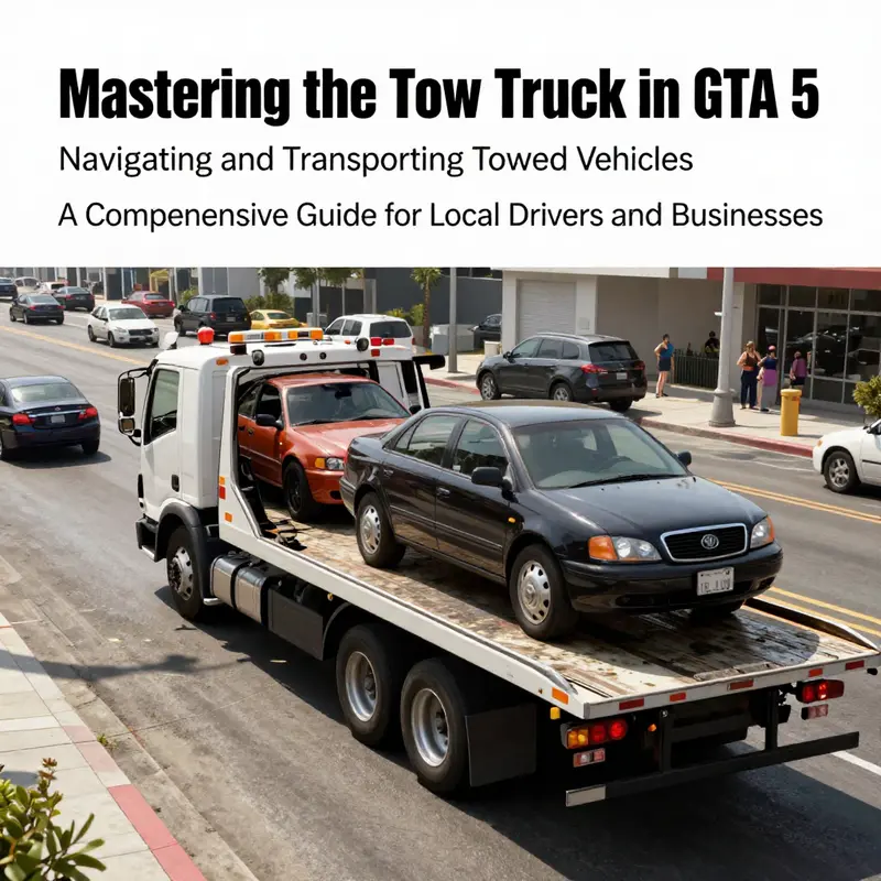 Locating and entering a tow truck in GTA 5.