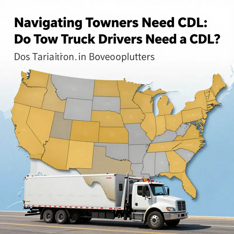 Tow truck driver inspecting licensing requirements before starting a job.