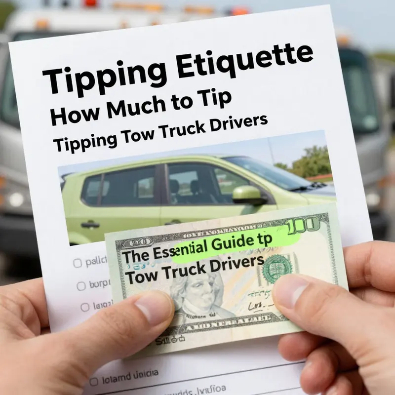 A tow truck driver providing excellent service to a stranded driver, emphasizing the importance of gratitude through tipping.
