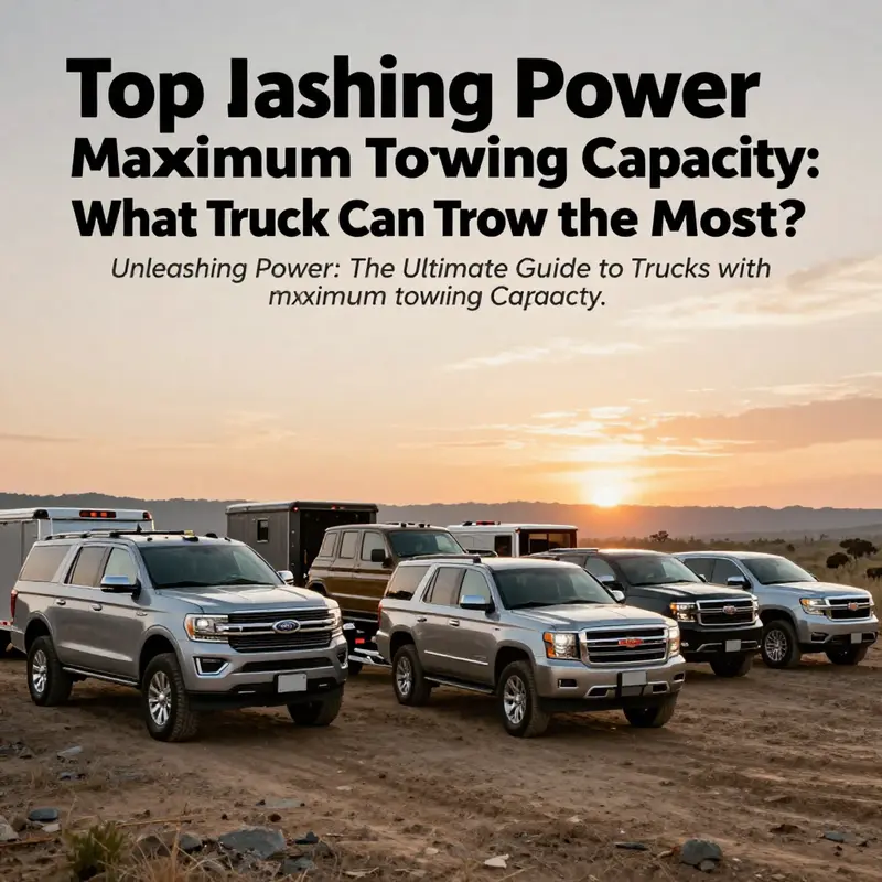 A lineup of top trucks showcasing their towing capability in a rugged outdoor setting.