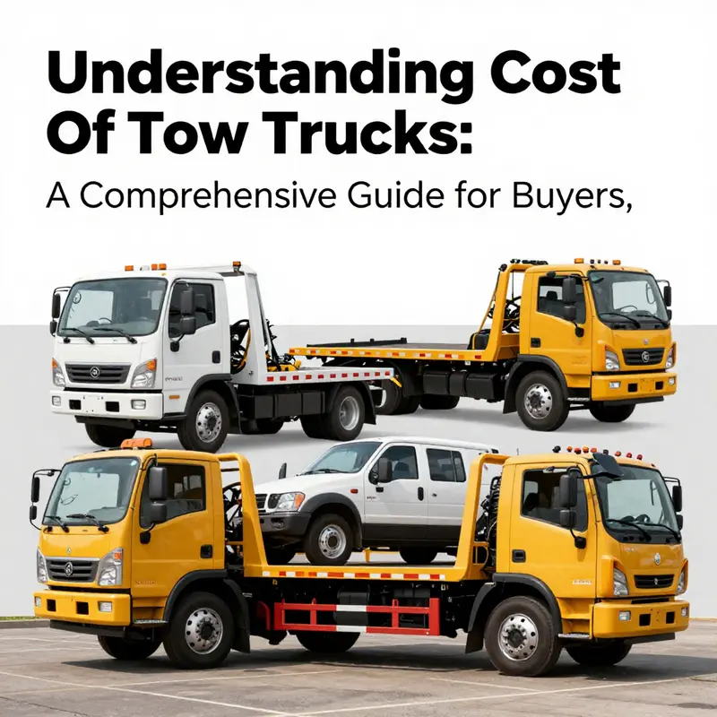 A collage of new, used, and specialty tow trucks in a visually appealing layout.