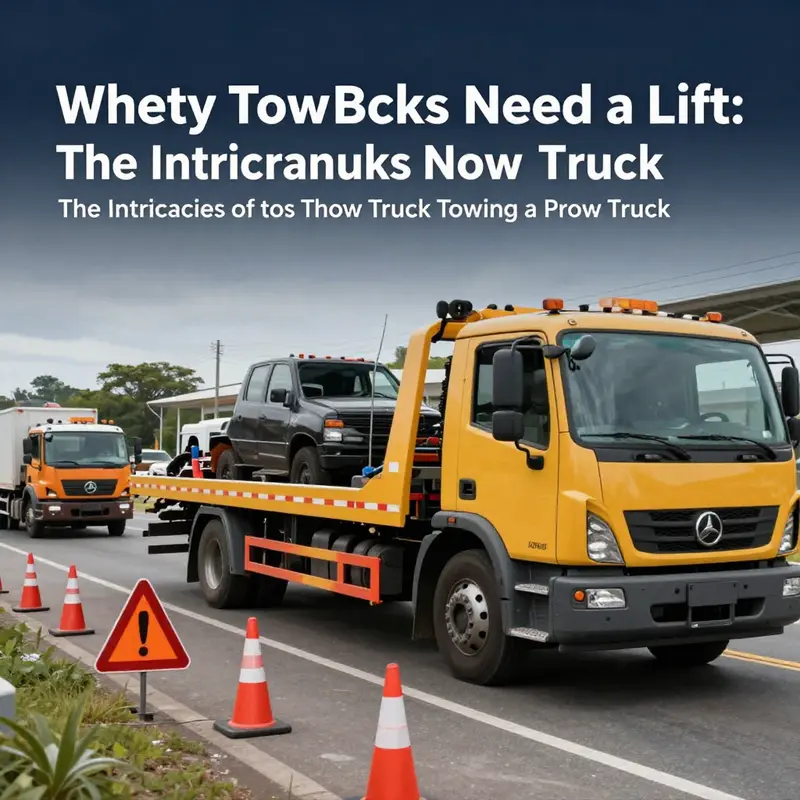 A tow truck being rescued by another due to a breakdown, illustrating the practical challenges of vehicle recovery.