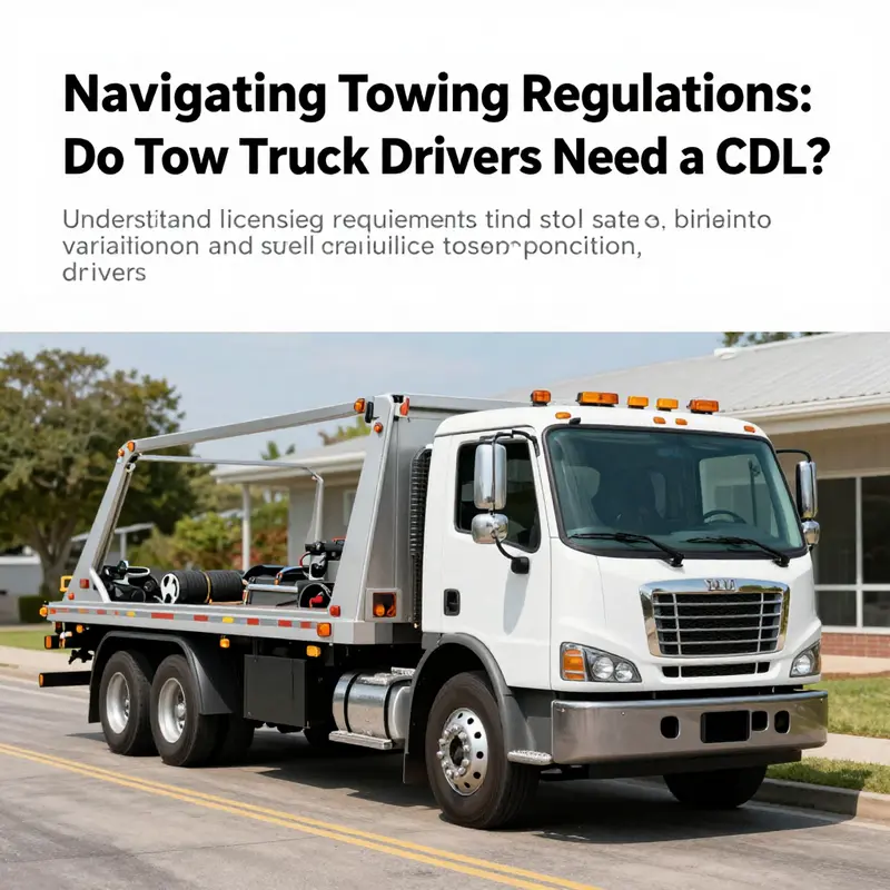 A tow truck parked in a scenic landscape, showcasing its readiness and compliance.