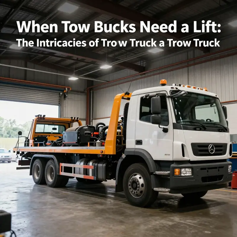 A tow truck being rescued by another due to a breakdown, illustrating the practical challenges of vehicle recovery.