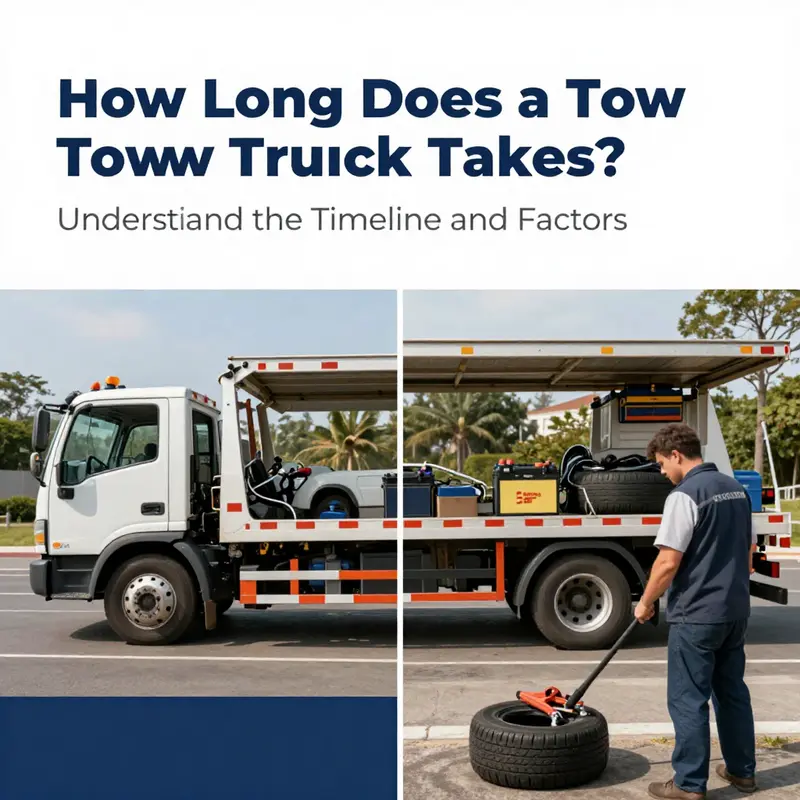 A tow truck arrives promptly to assist a stranded vehicle on a bustling street.