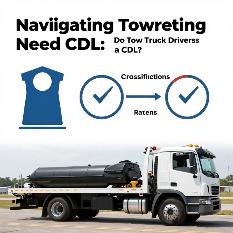 Tow truck driver inspecting licensing requirements before starting a job.