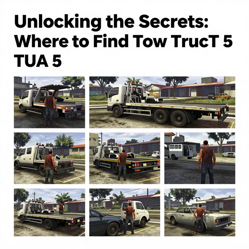 Classic tow truck at a popular spawn point outside a car shop in Paleto Bay.