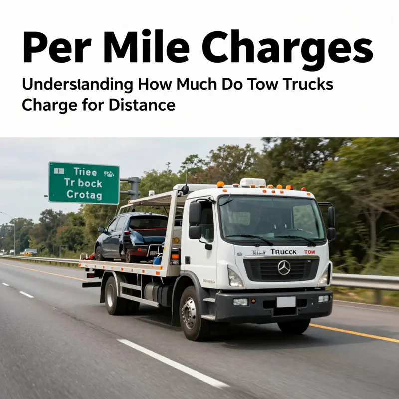 A tow truck displaying base service fees, representing the starting costs for towing services.