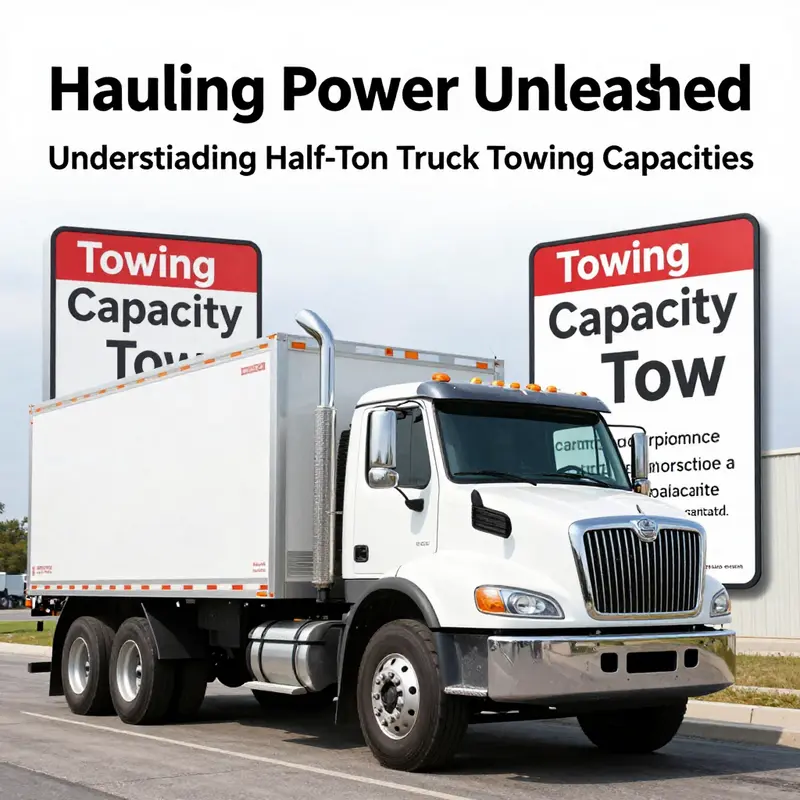A half-ton truck successfully towing a substantial load, illustrating its towing capacity in action.