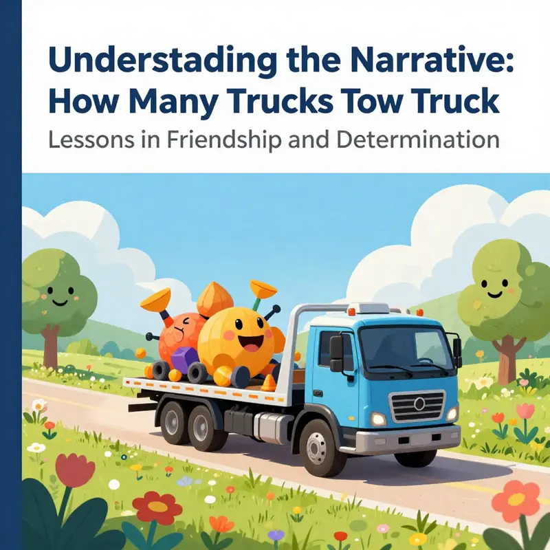 The small tow truck embarks on an imaginative journey through a vibrant landscape.