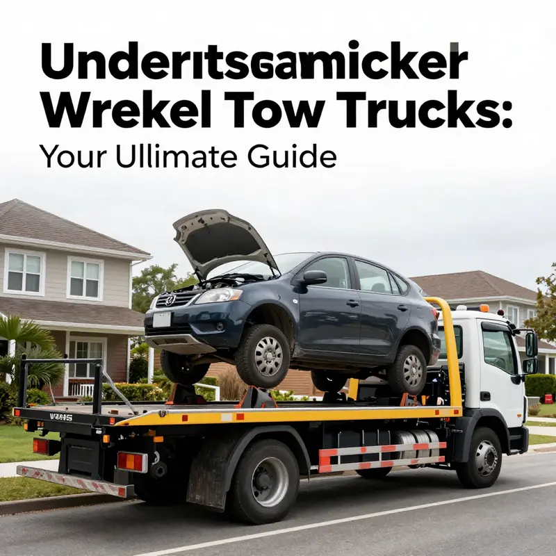 A wrecker tow truck skillfully towing a car on a busy highway, illustrating its crucial role in vehicle recovery.