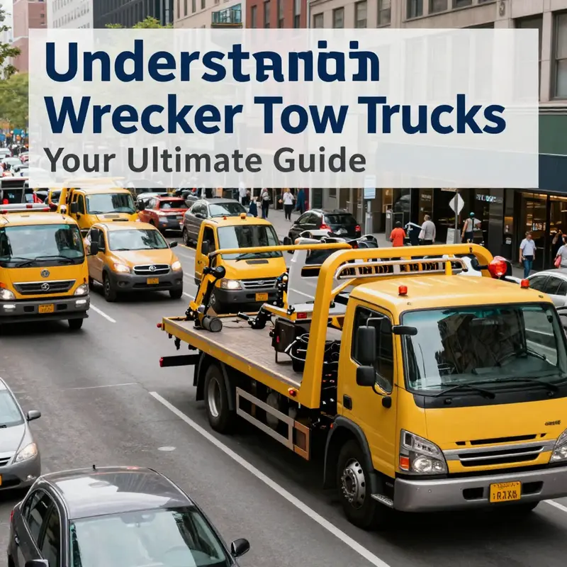 A wrecker tow truck skillfully towing a car on a busy highway, illustrating its crucial role in vehicle recovery.