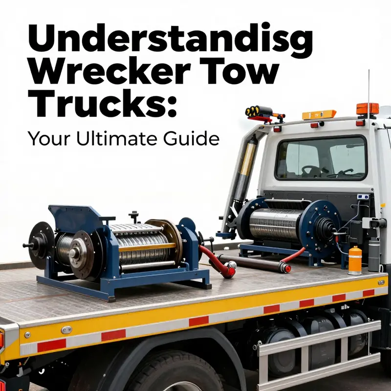 A wrecker tow truck skillfully towing a car on a busy highway, illustrating its crucial role in vehicle recovery.