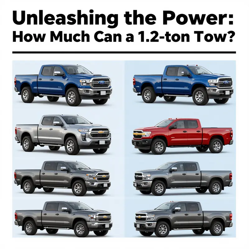 Infographic showing the factors affecting towing capacity in different 1.2-ton truck models.
